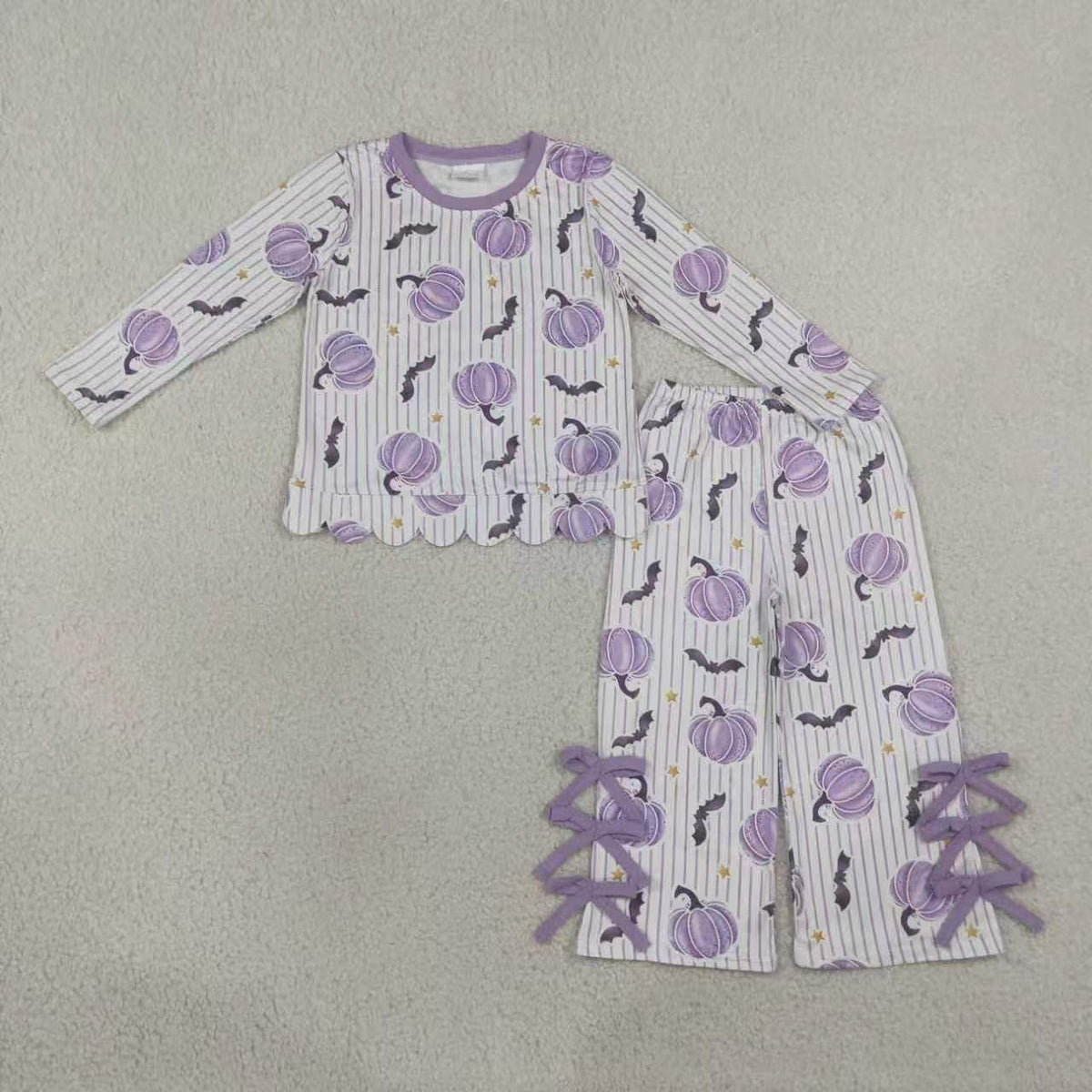 Halloween ghost pumpkins long sleeve top matching pants girls outfit