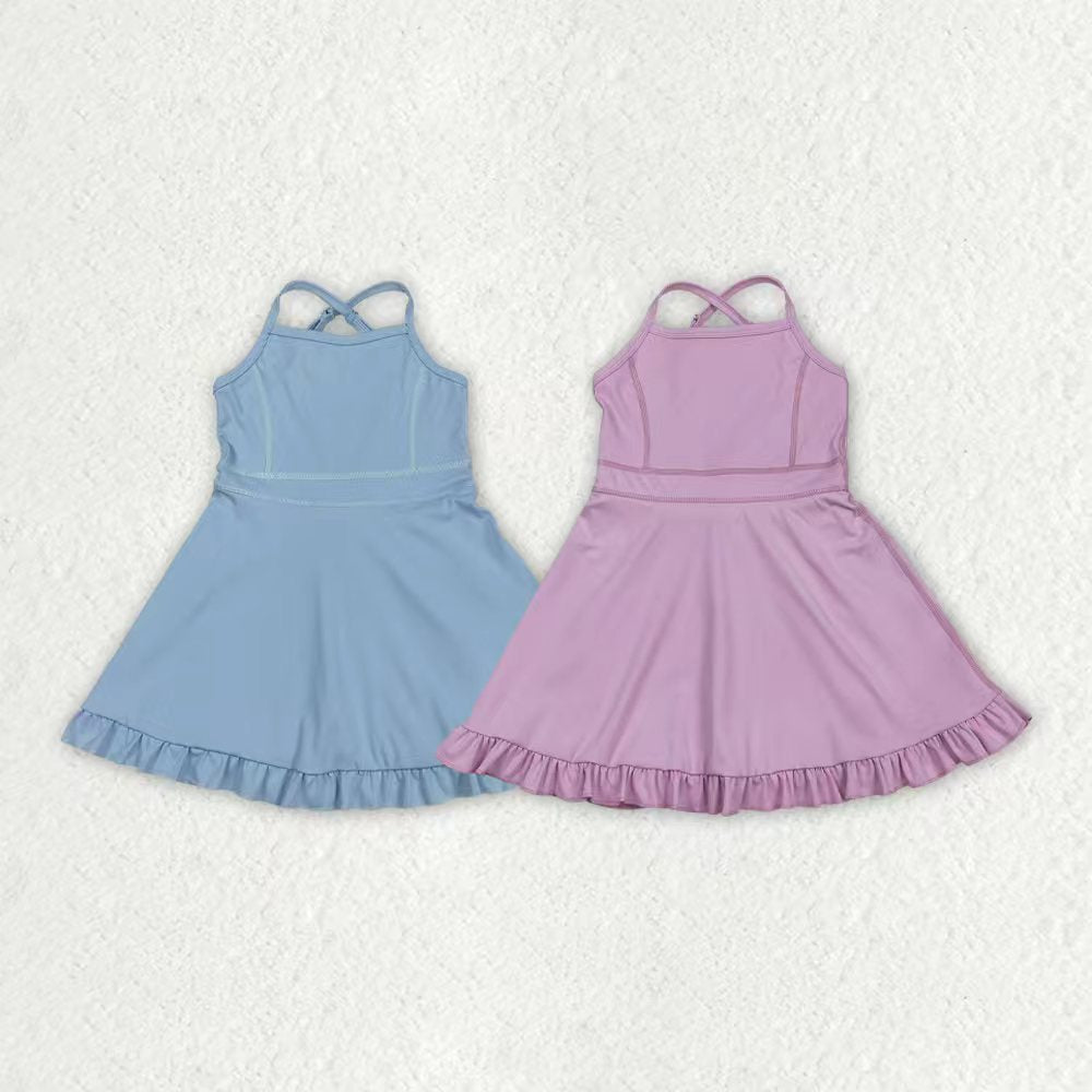 Sky blue color design girls yoga dress