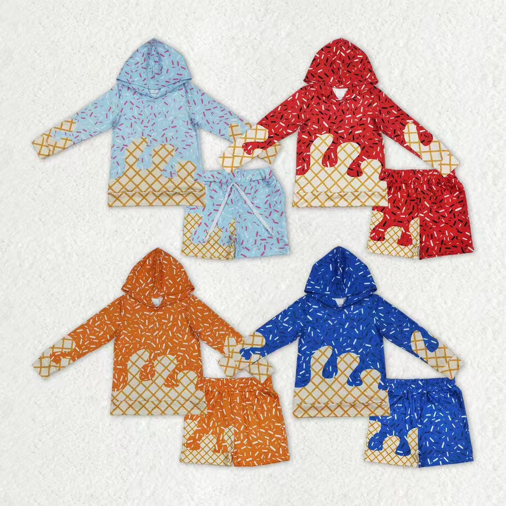 Sprinkle hoodie top matching shorts boy summer outfit