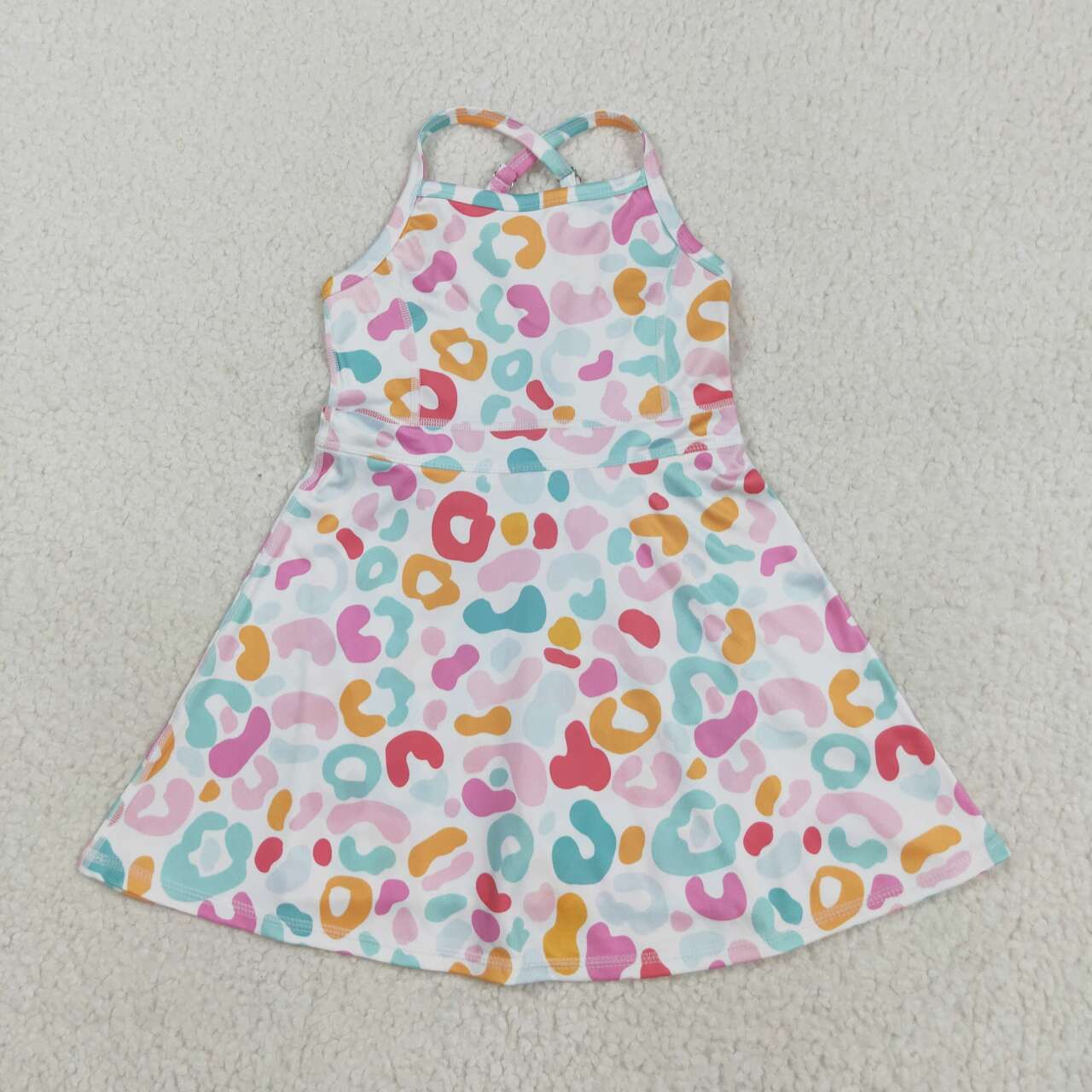 Baby girls colorful leopard active wear athletic summer yoga  dress