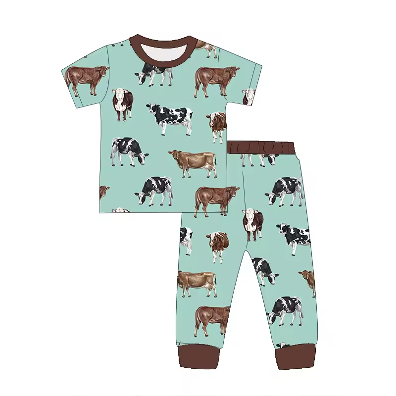 baby boy short sleeve farm cow animal clothes