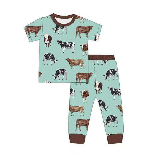 baby boy short sleeve farm cow animal clothes