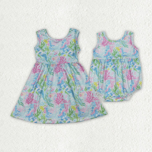 Sea weed beast sister girls summer yoga dress