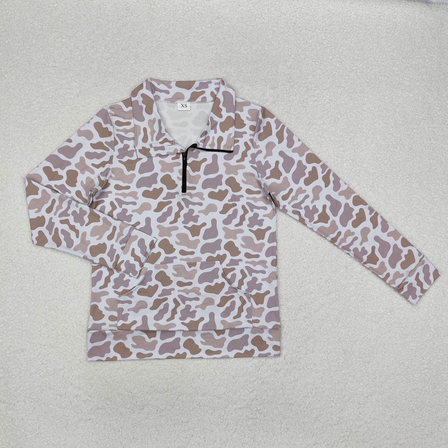 Mommy and Me grey Camo Long Sleeve Pullover Top