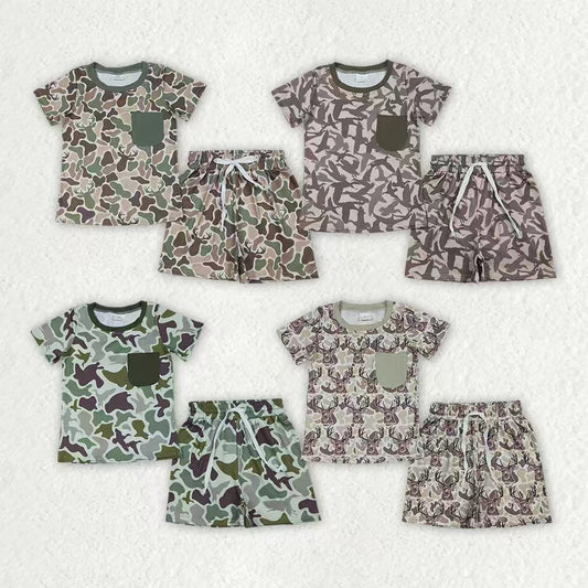 Duck camo top matching shorts boy summer outfit