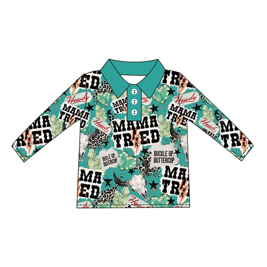Kids western design long sleeve pullover