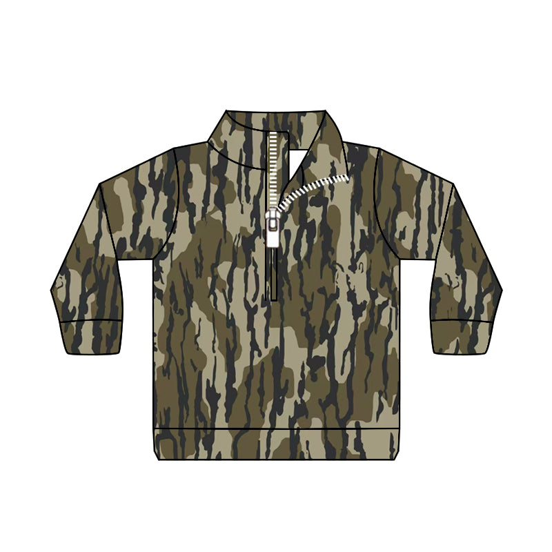 baby boy long sleeve camo zip pullover top