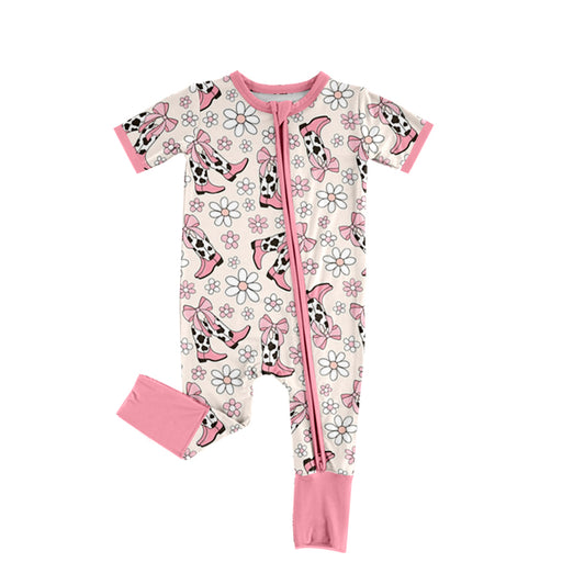 cowgirl western boots long sleeve zip romper