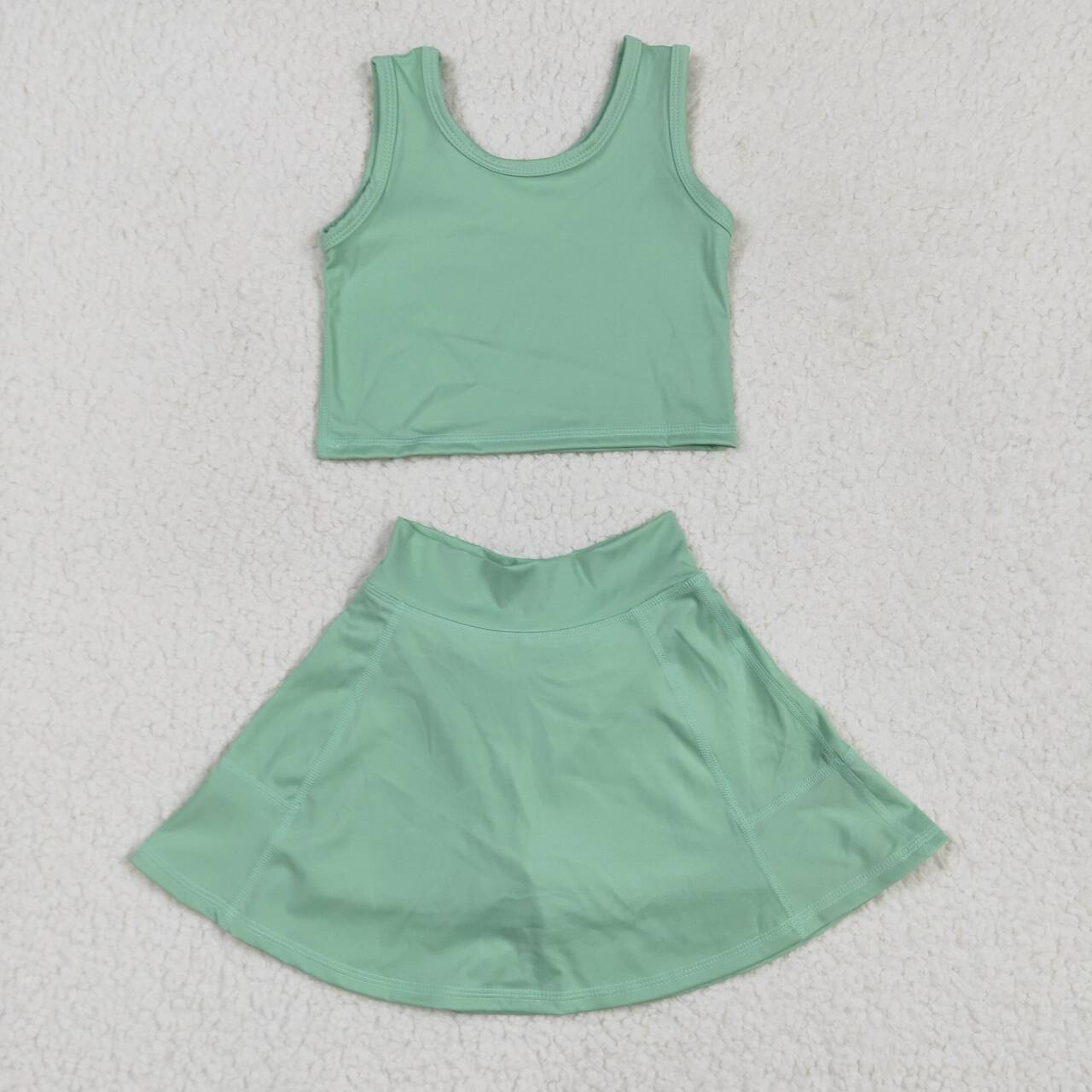 Baby girls light green active wear athletic summer yoga skirt outfit