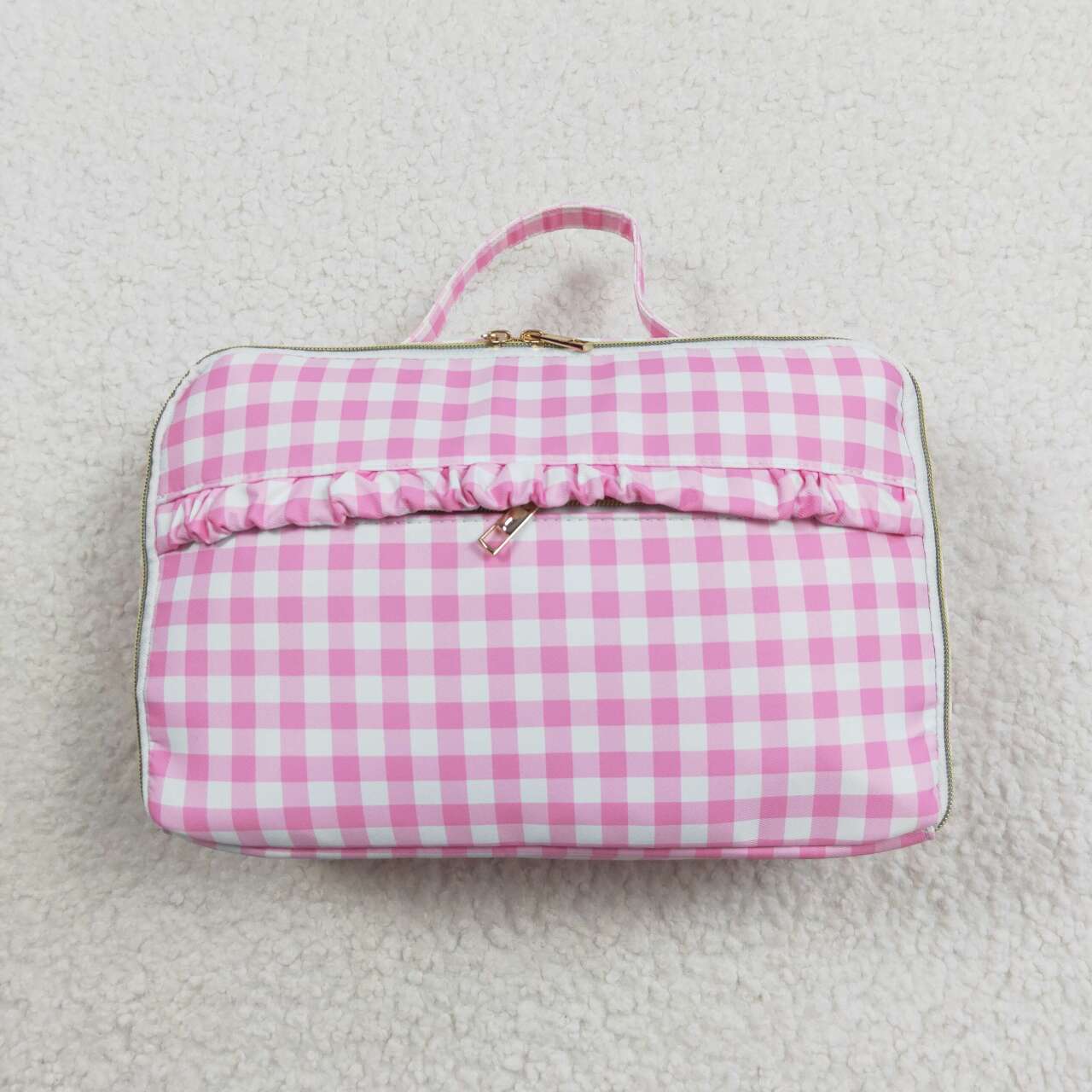 wholesale girls pink checkered lunch bag