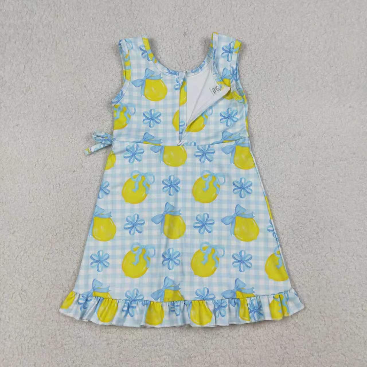 Lemon print girls summer active wear yoga dress