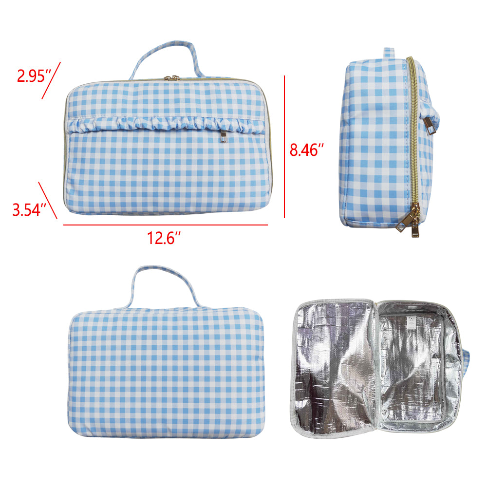 wholesale girls blue gingham backpack matching lunch box