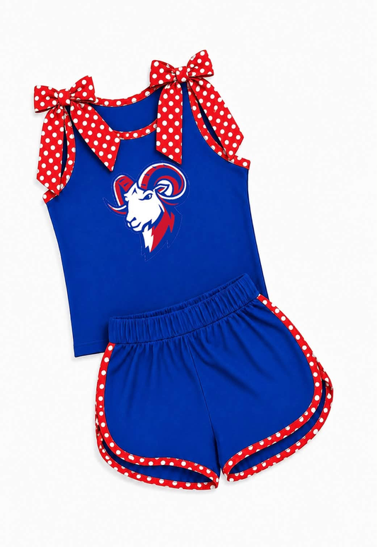 Custom team sleeveless top matching shorts girls summer outfit