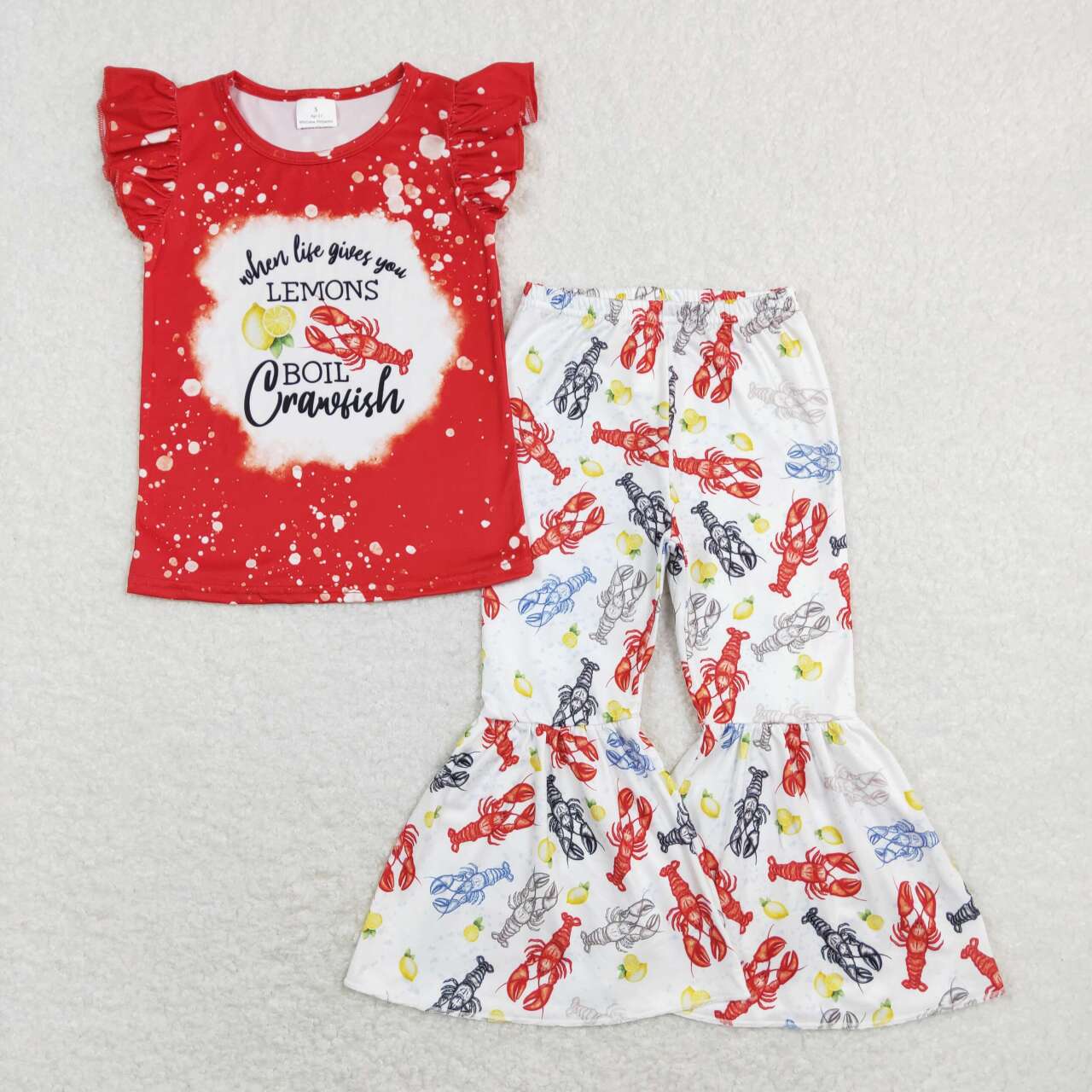 boiled craw fish baby girls bell bottoms clothing set