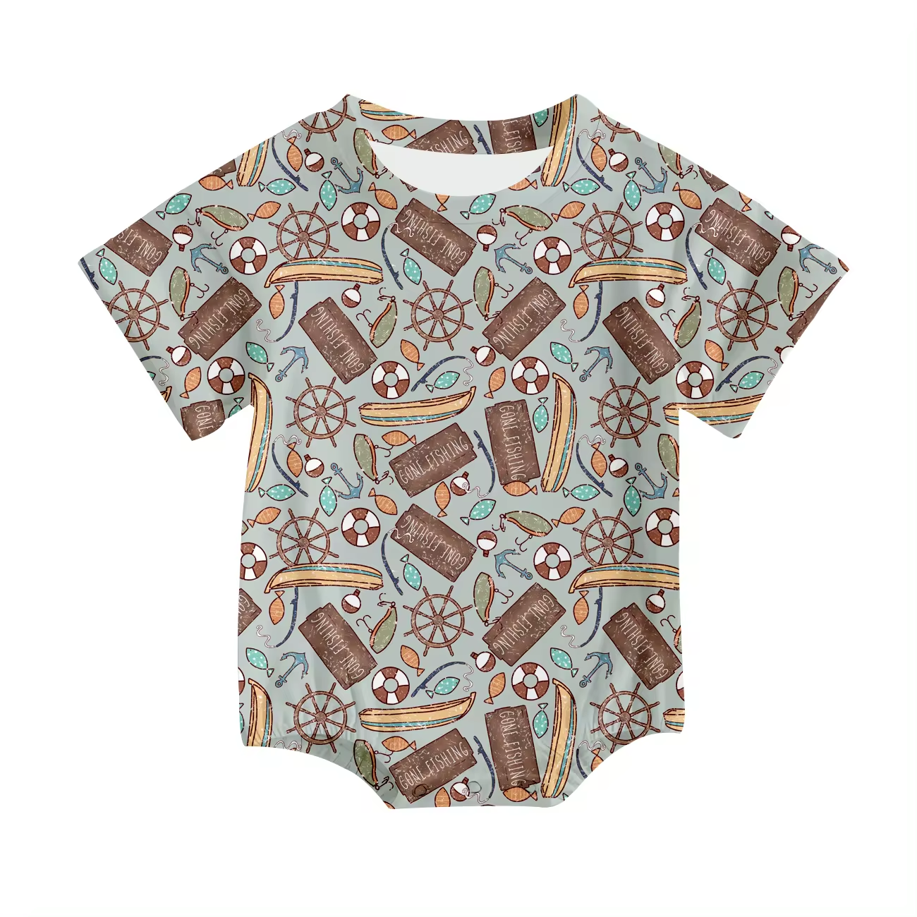 toddle baby fishing short sleeve romper