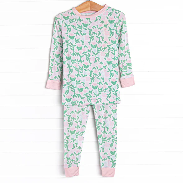 infant baby girls pink green flower print two piece boutique clothes