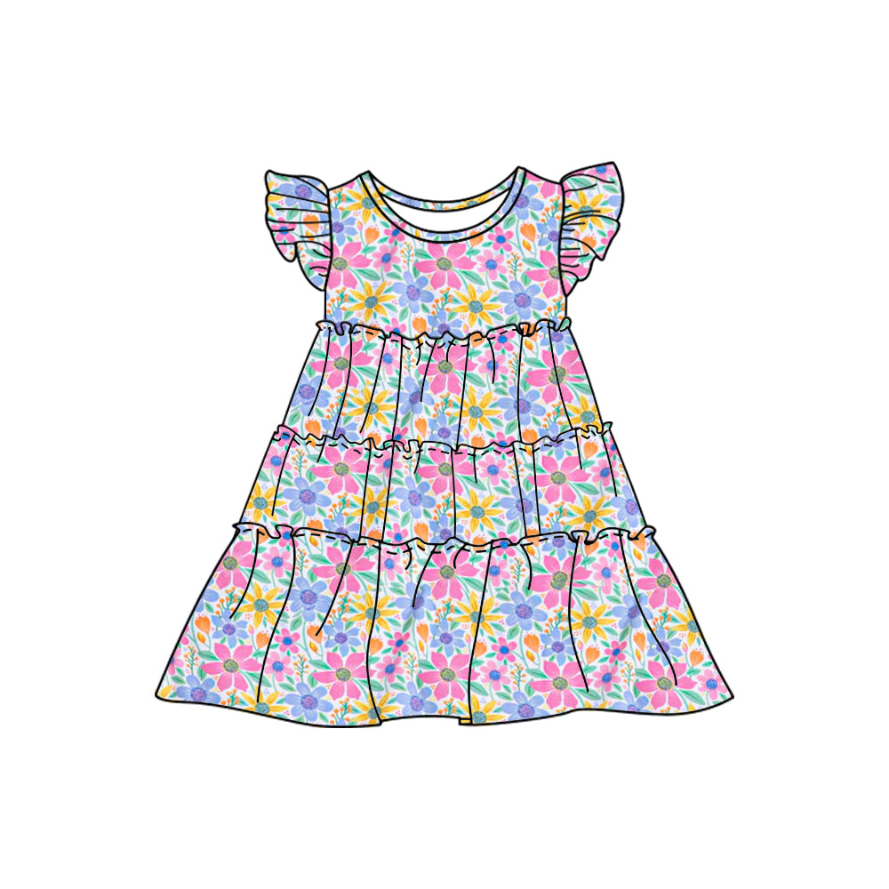 baby girl yellow lavender pink floral  summer dress