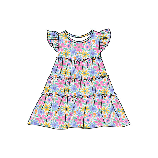baby girl yellow lavender pink floral  summer dress