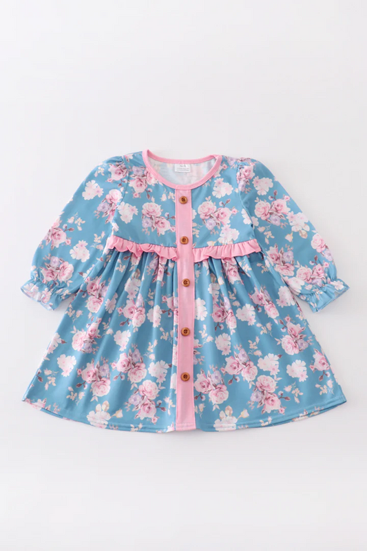 long sleeve floral spring fall boutique dress
