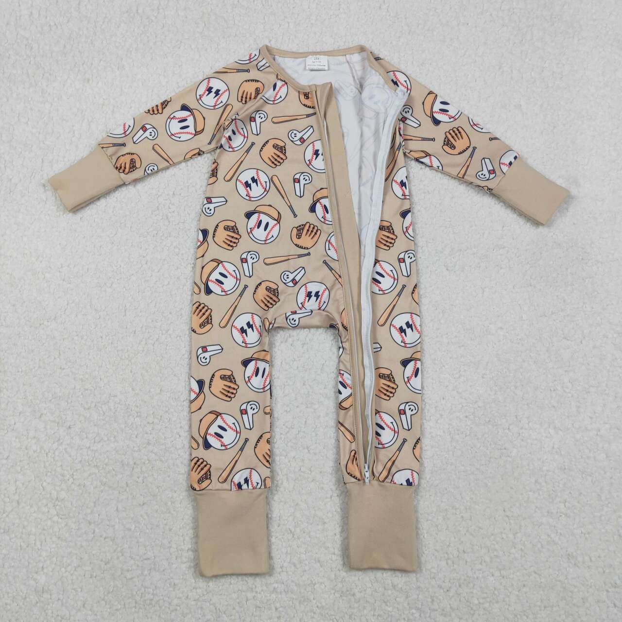 Toddle baby smile face baseball long sleeve romper