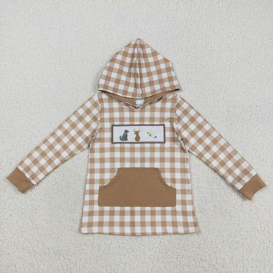 Baby boy long sleeve embroidery dog deer fishing hoodie top