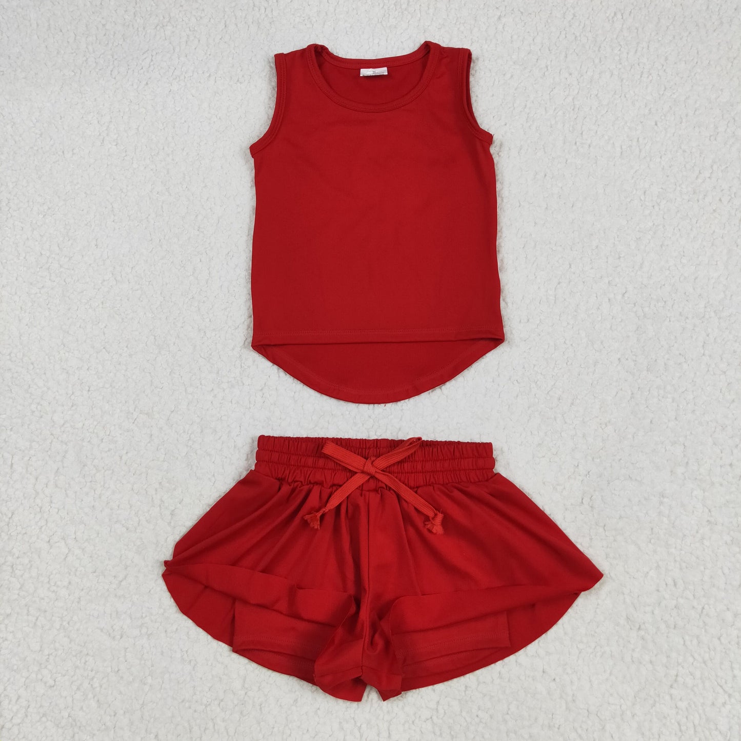 Baby girls red color yoga active wear two pieces outfit