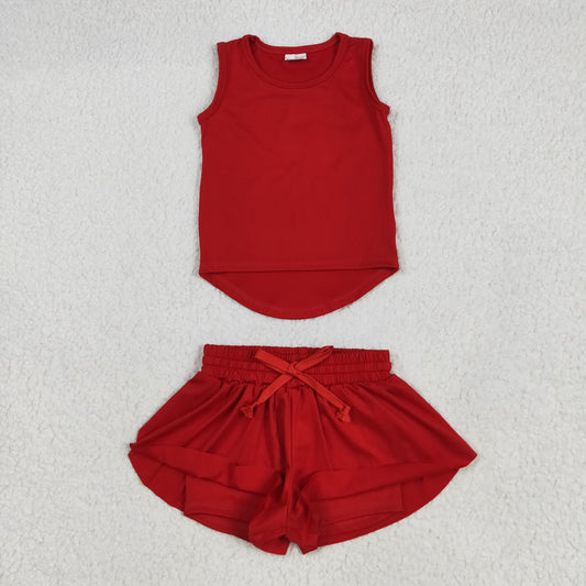 Baby girls red color yoga active wear two pieces outfit