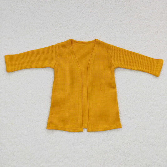 girls yellow long sleeve cardigan coat