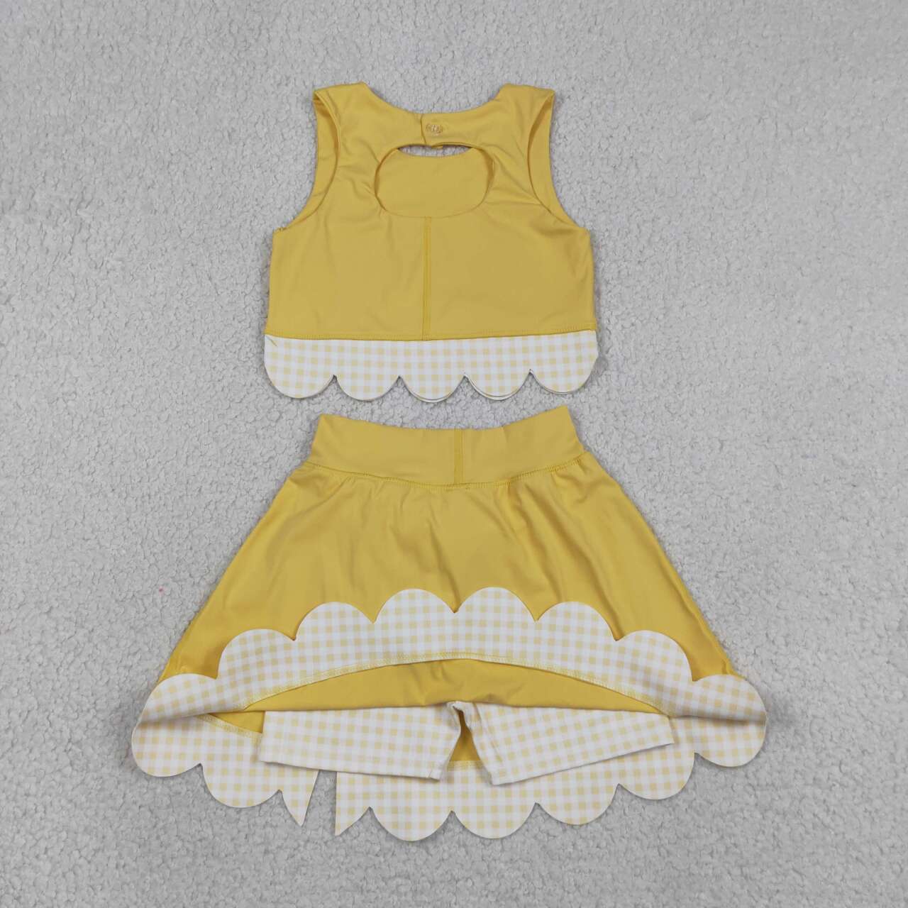 Yellow tank top matching skirt girls summer active wear yoga outfit