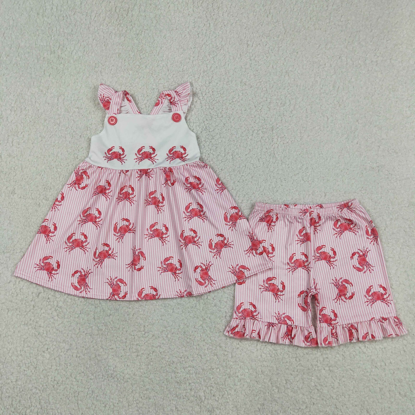 Crab top matching shorts girl summer outfit