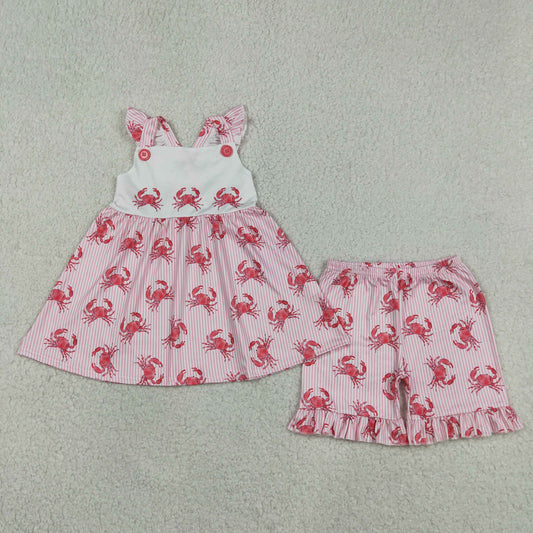 Crab top matching shorts girl summer outfit