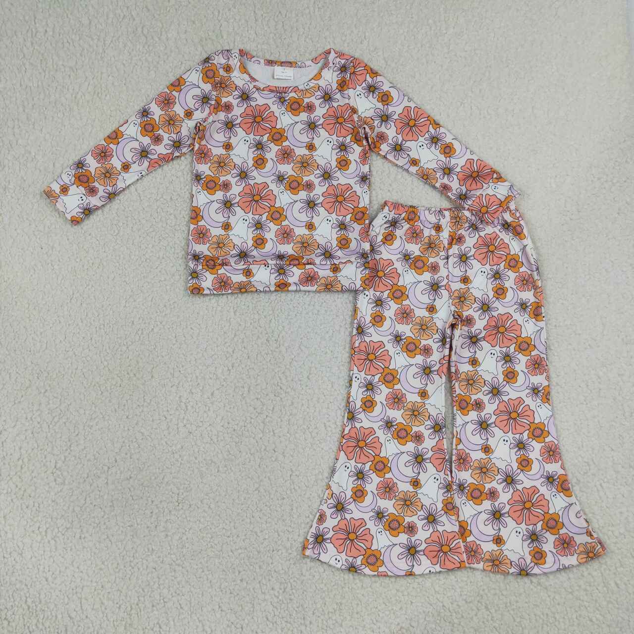 Halloween ghost long sleeve top matching pants girls outfit