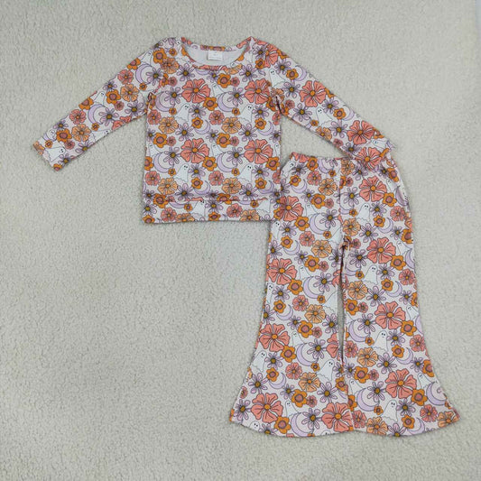 Halloween ghost long sleeve top matching pants girls outfit