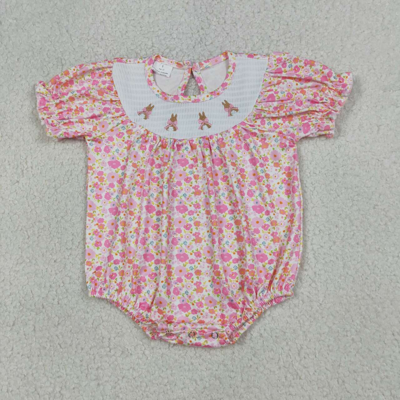 Easter bunny floral design toddle baby smocked romper