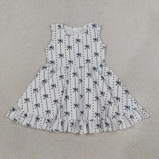 Black bow girls summer dress