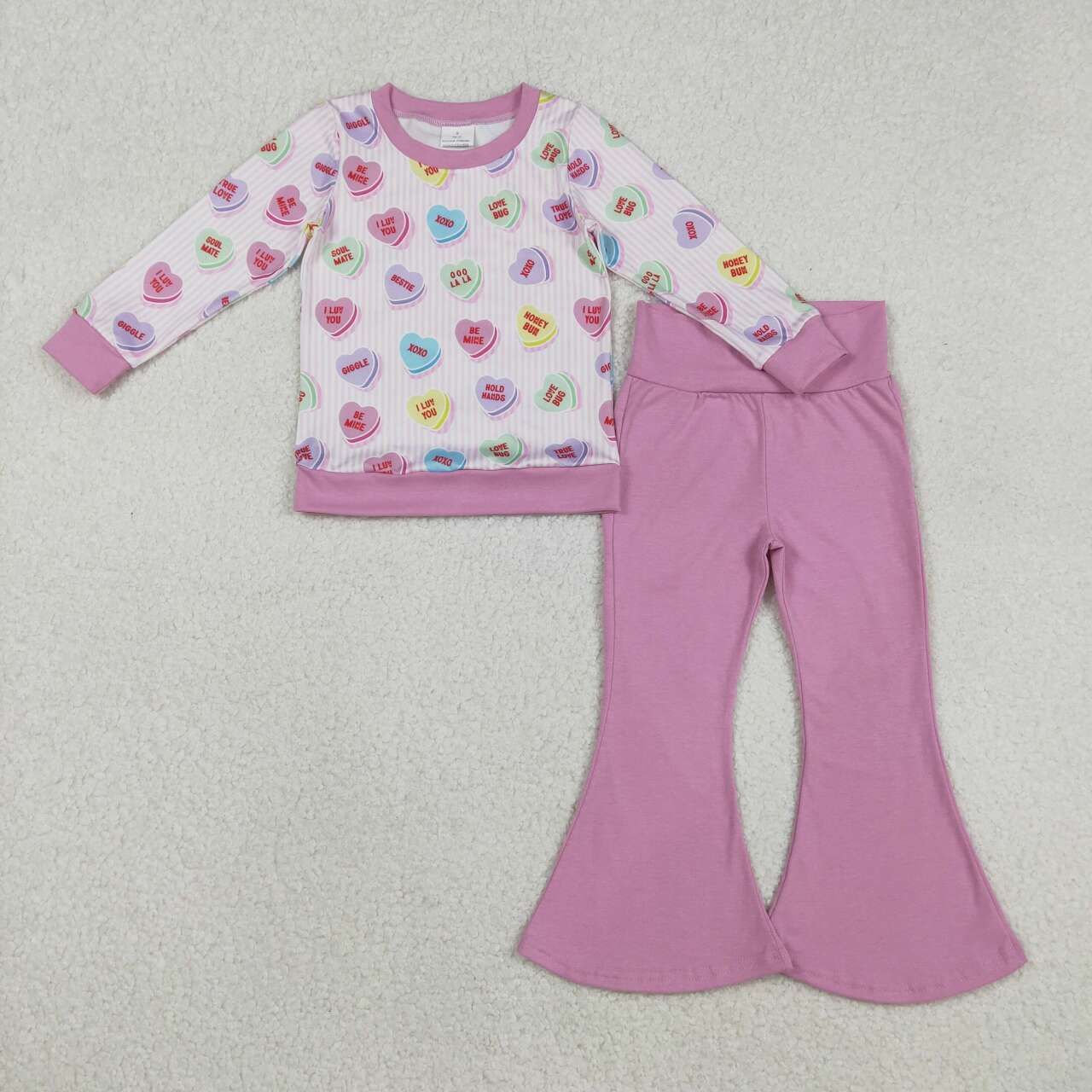 Valentines heart xoxo girls long sleeve pajama set