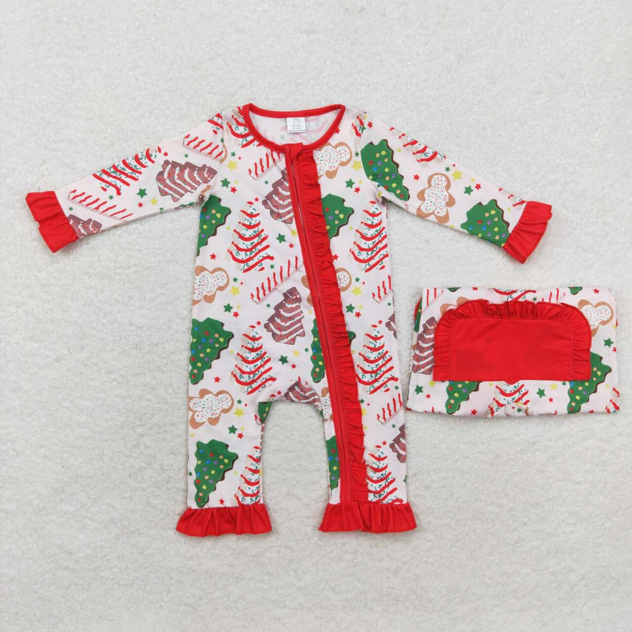 toddle baby girls christmas tree cake bamboo zip romper