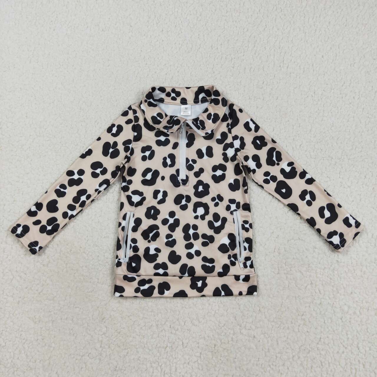 Baby Girls Leopard Zip Pocket Yoga Top Pullover
