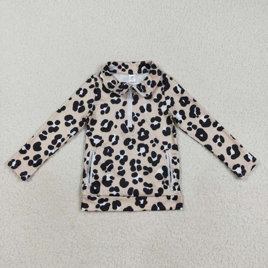Baby Girls Leopard Zip Pocket Yoga Top Pullover
