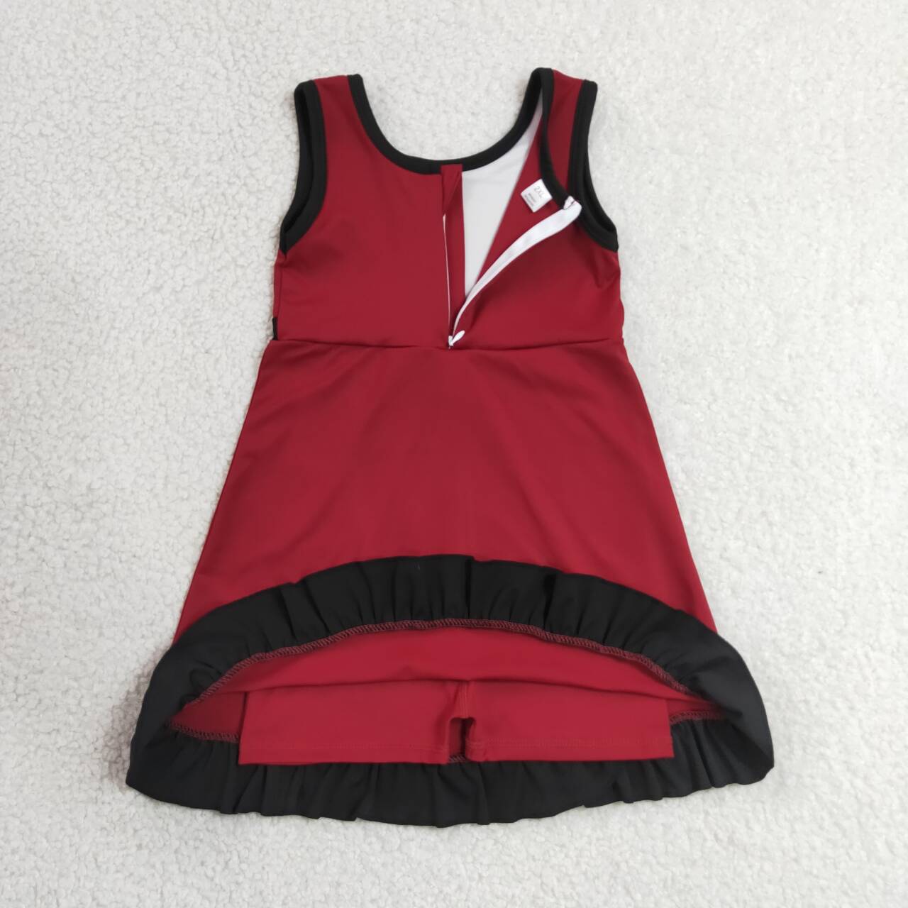 Wine red black color girls summer yoga dress