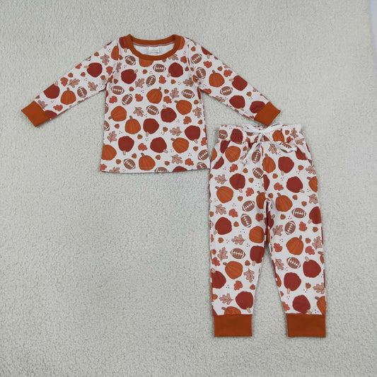 Fall pumpkin boys long sleeve pajama set outfit