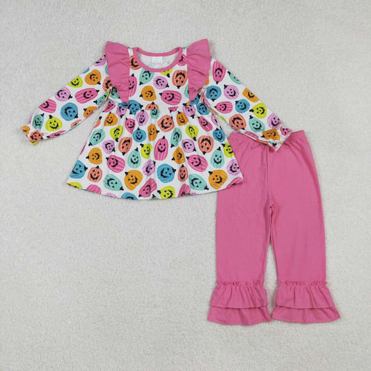 Colorful Halloween pumpkins tunic top matching pants fall winter clothes