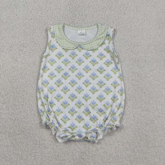 Blue floral toddle baby girls summer romper