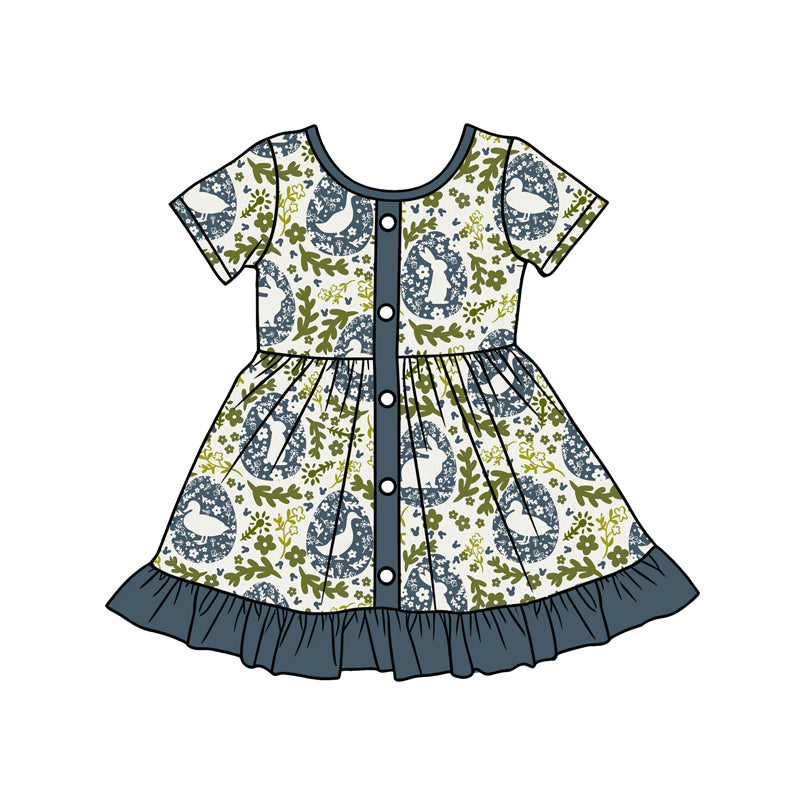wholesale kids clothes custom Easter bunny design dress