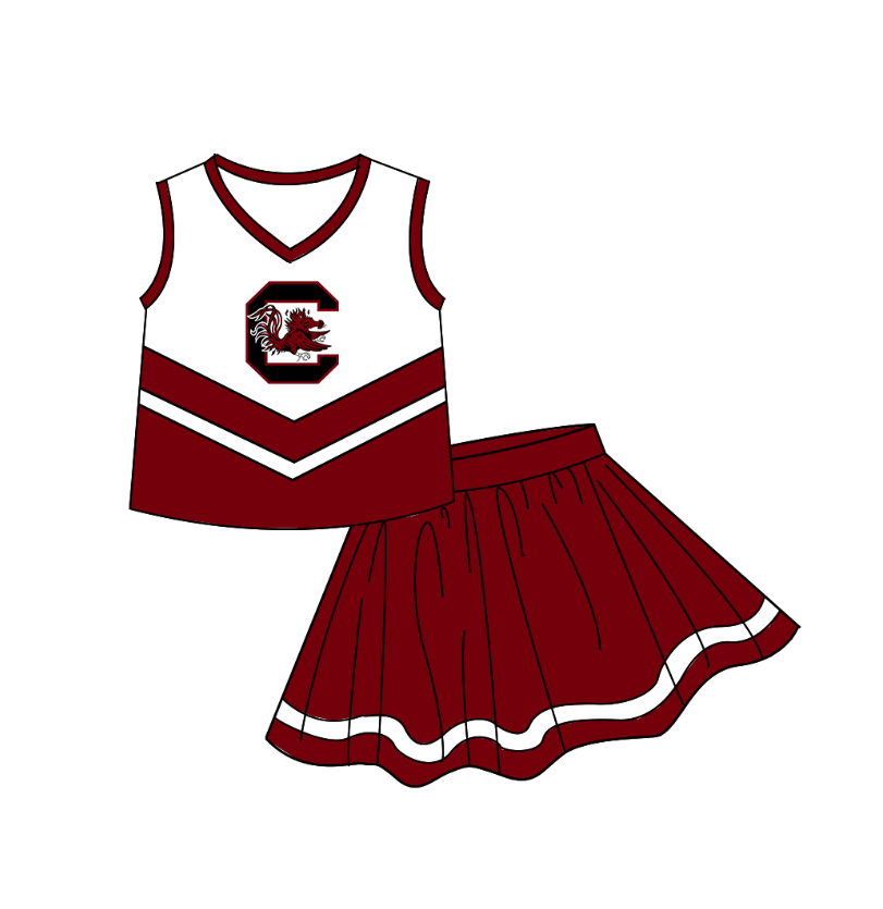 baby girl sleeveless top matching skorts custom design team outfit