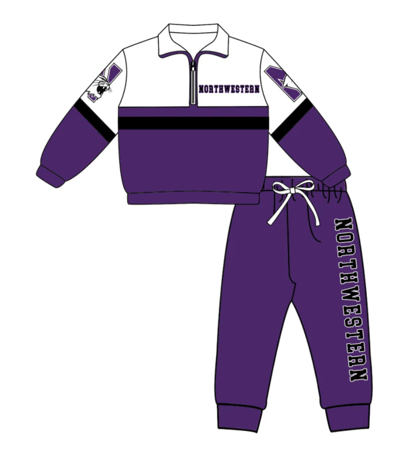 Kids long sleeve team pullover top matching pants outfit wholesal factory price