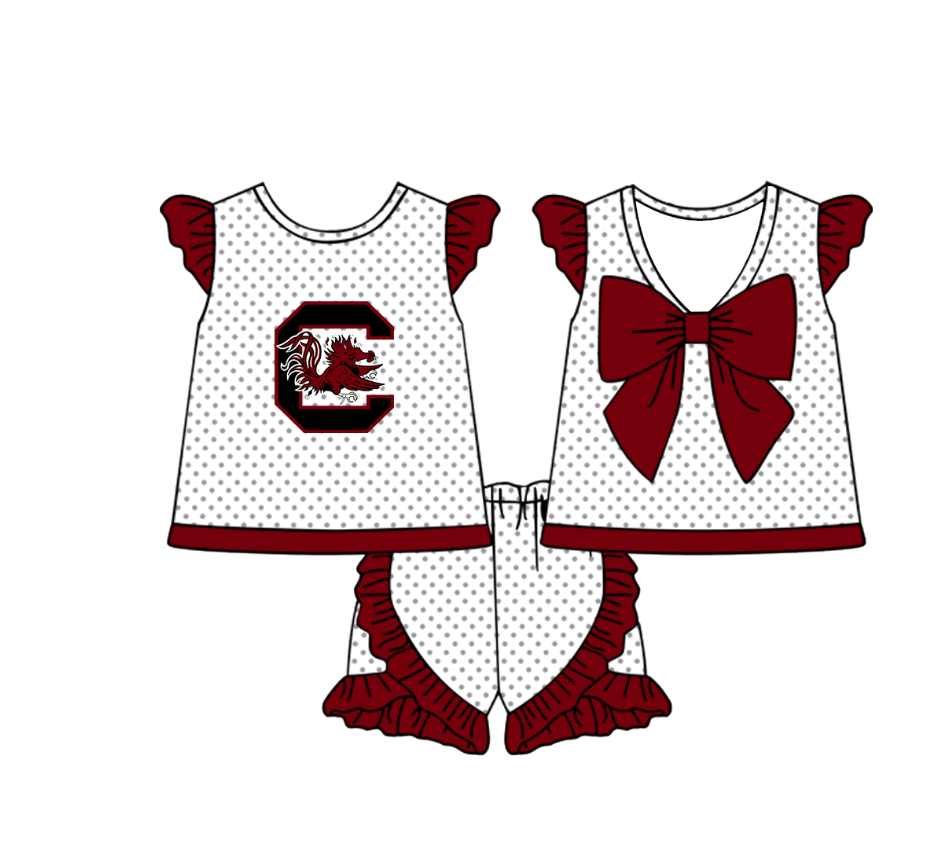 Custom team top matching shorts girl summer outfit