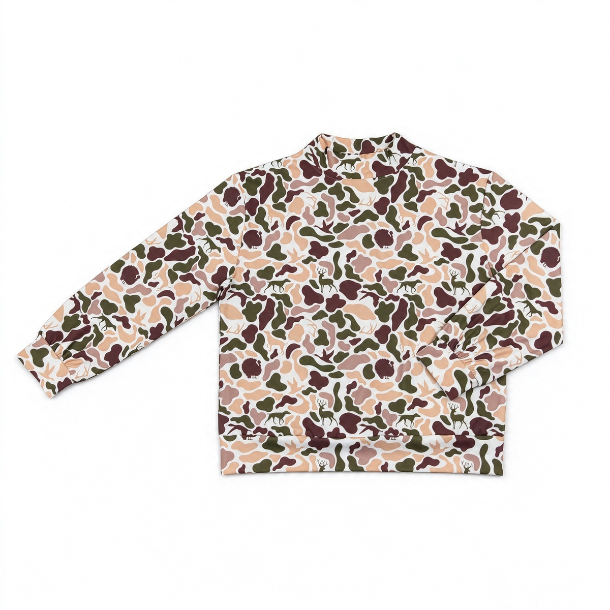 Adult women various colors camo print long sleeve yoga pullover top