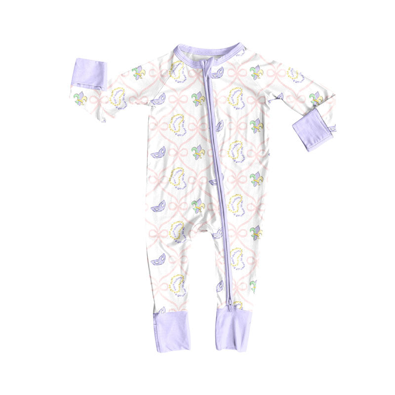 Toddle baby mardi gras long sleeve romper wholesale factory price