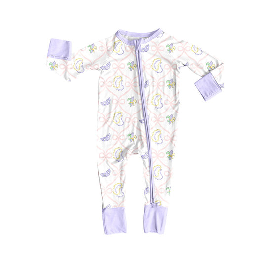 Toddle baby mardi gras long sleeve romper wholesale factory price